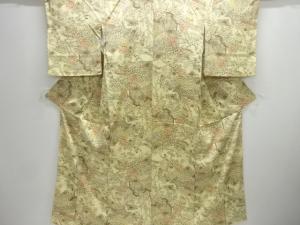 屋敷に草花模様小紋着物